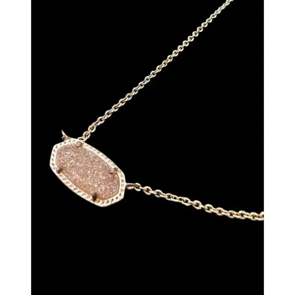 Kendra Scott Elisa Semi Precious Drusy Stone Pendant 15" Necklace Gold Plated - Picture 2 of 7